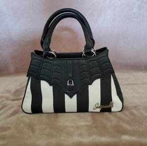 SOURPUSS LOCKED OUT PURSE BLACK & WHITE STRIPES